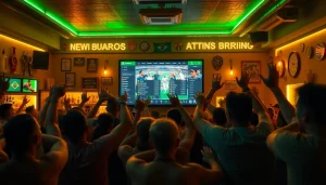 Discover the best sports betting sites in Brazil with a vibrant scene of passionate fans in a lively bar.
