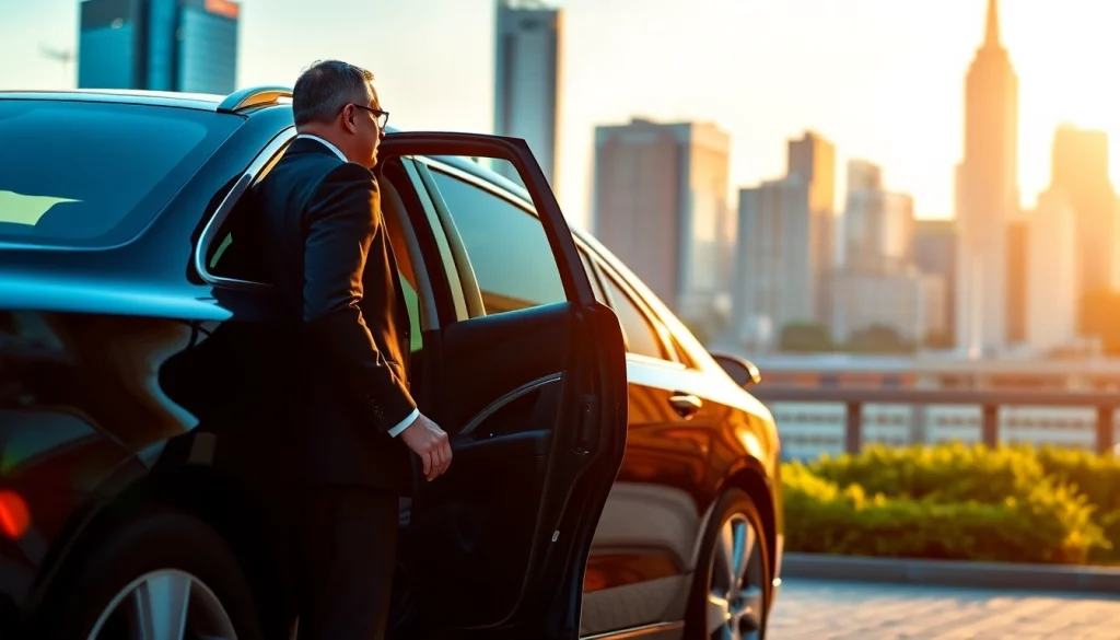 Experience Chauffeur Services near me with a professional chauffeur assisting clients in a luxurious setting.