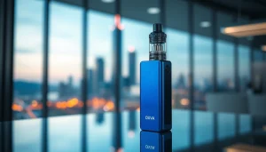 Oxva Dampfgerät in moderner Umgebung, elegant und professionell beleuchtet.