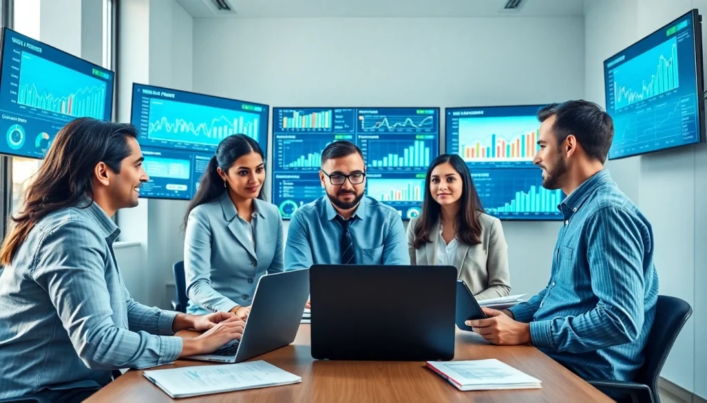 Professional web management team analyzing data and optimizing website performance.