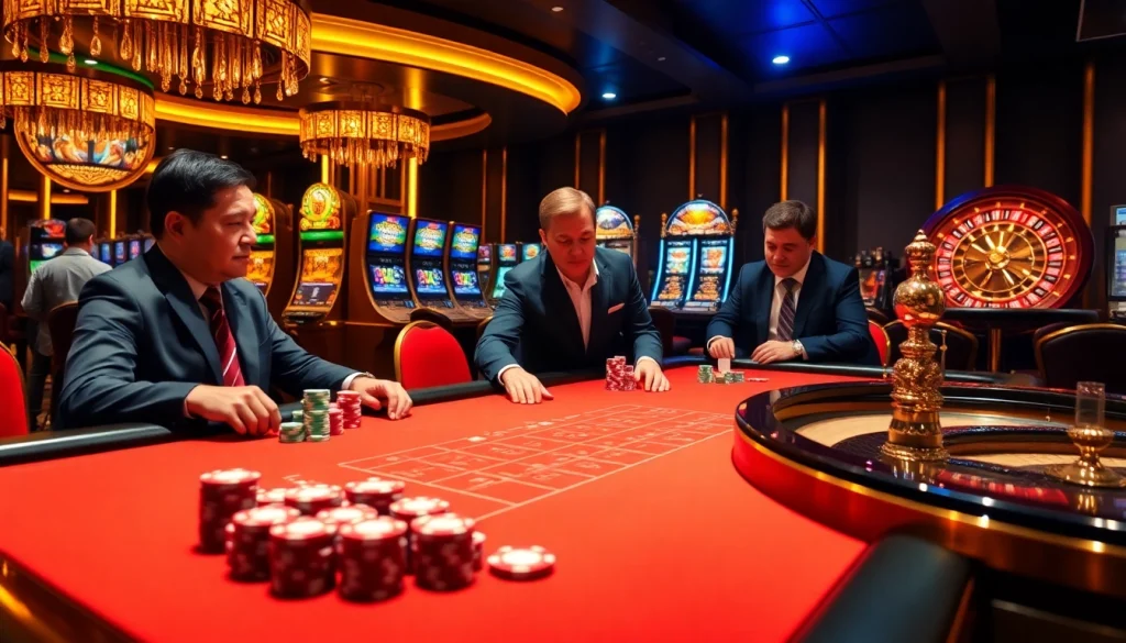 Experience the excitement of 88clb with vibrant slot machines and engaging poker tables.