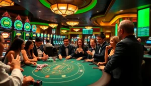 Exciting gambling action at a poker table with chips highlighting link 188bet services.