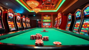 Players enjoying the excitement of nổ hũ slots with vibrant casino visuals.