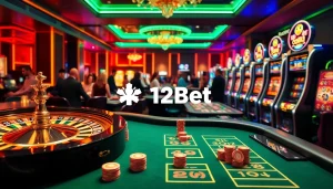 Players enjoying gambling at a stylish casino while accessing ink vao 12bet online betting links for a seamless experience.