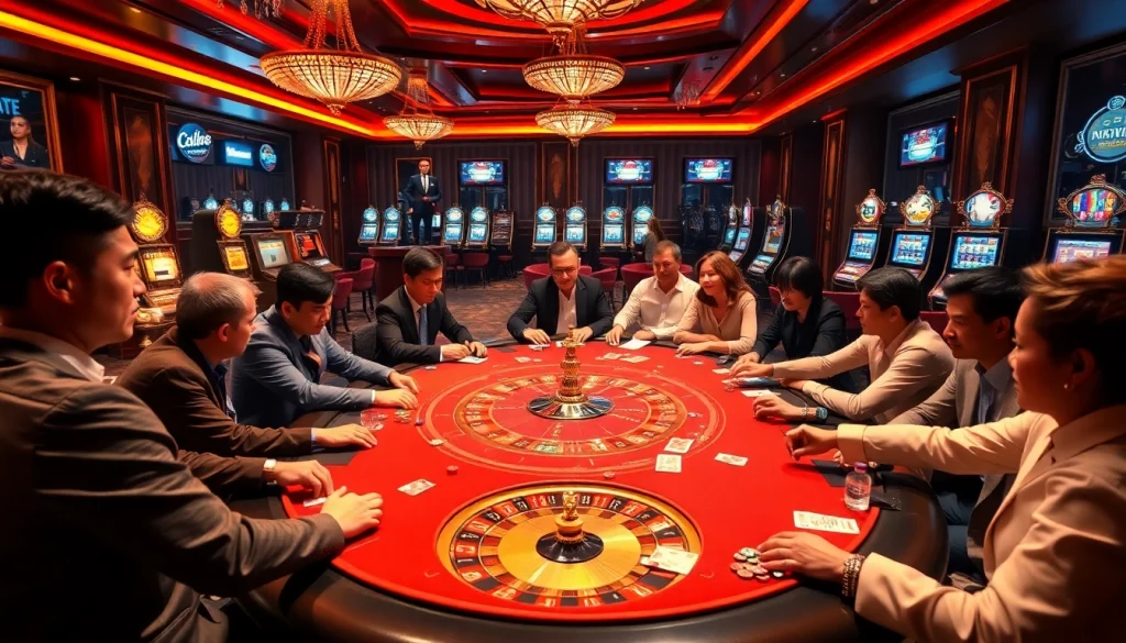 Experience excitement at a poker table with "Nếu như vậy bám vào đây" as players strategize and place bets.
