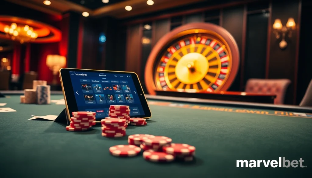 Marvelbet offers a thrilling poker experience with luxurious chips and vibrant cards.