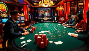 Engage in intense baccarat gameplay at XX88 with vibrant casino elements and stylish players.