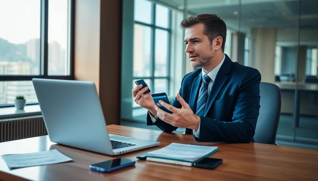 신용카드 현금화를 설명하는 전문가가 사무실에서 자세히 설명합니다.