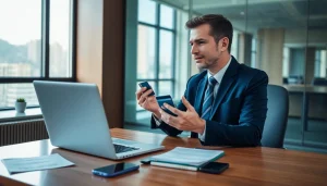 신용카드 현금화를 설명하는 전문가가 사무실에서 자세히 설명합니다.