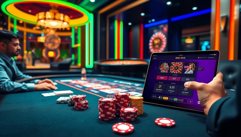 Experience the excitement at nhà cái bin88 with a luxurious poker table and vibrant chips.
