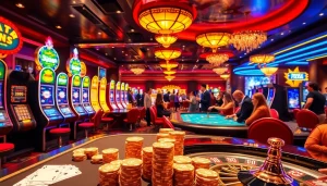 Rasakan sensasi 'datuk win' di kasino yang penuh warna dengan permainan yang seru dan suasana perayaan.