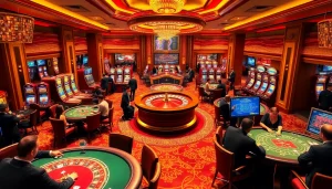Experience thrilling gameplay at https://789cluber.com/ with vibrant casino scenes and engaging slot machines.