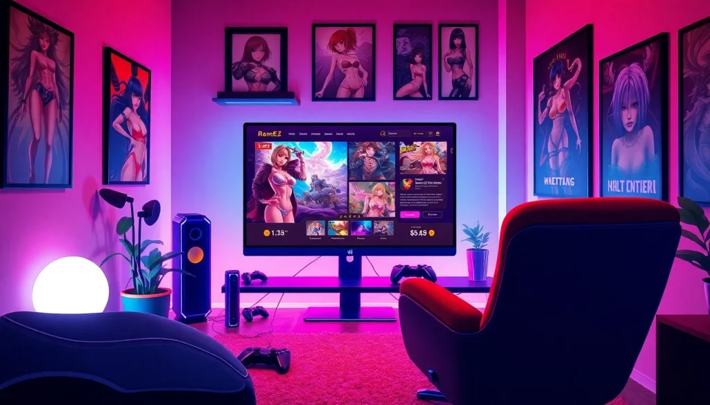 Engaging scene of HTML porn games on a modern gaming interface.