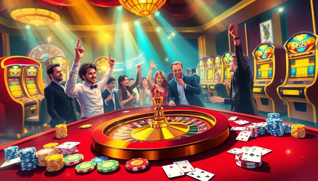 Experience the thrill of 555 win at an exciting casino with enthusiastic players and vibrant tables.