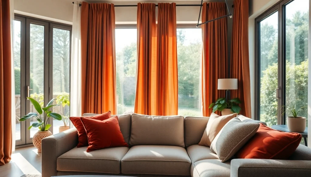 Verduisterende gordijnen in een sfeervolle woonkamer met natuurlijke lichtinval, perfect voor privacy.