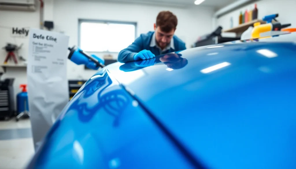 Enhance your vehicle with ceramic coating near me, showing a meticulous technician applying protection.