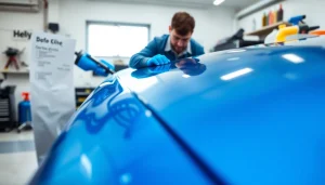 Enhance your vehicle with ceramic coating near me, showing a meticulous technician applying protection.