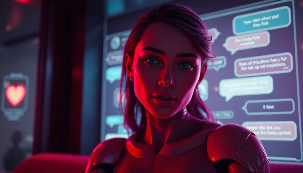 The scene of an NSFW AI chat showcasing an engaging virtual companion and modern chat interface.