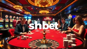 Players enjoying a thrilling game at SHBET casino, showcasing chips and cards in action.