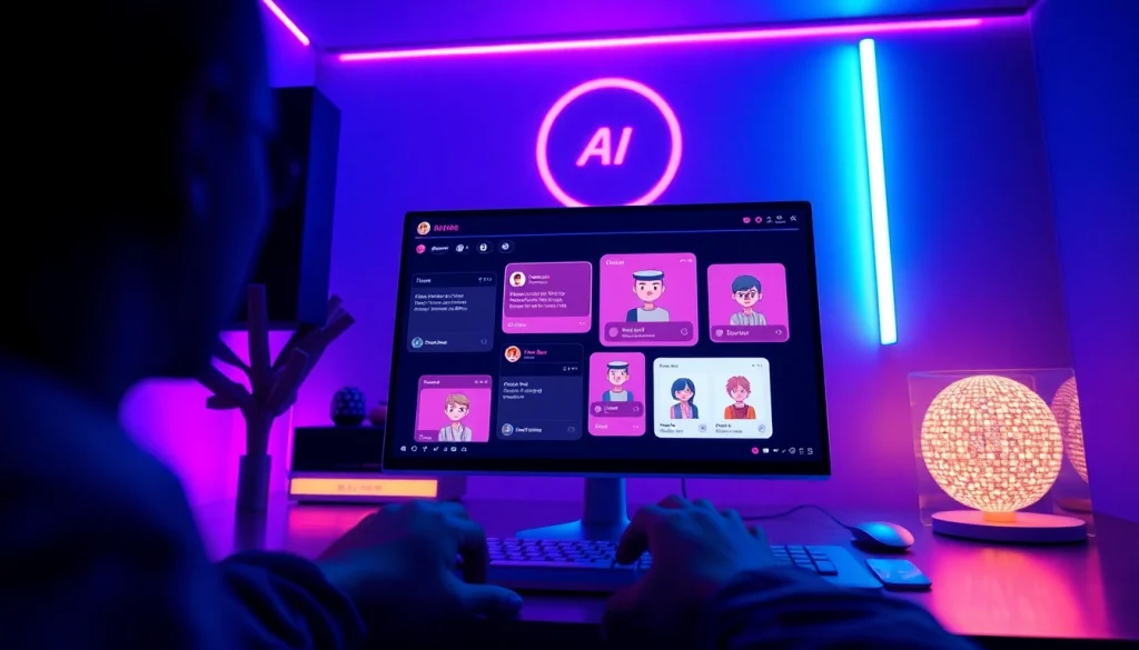 Explore the best nsfw ai chatbots on a sleek, modern interface with vibrant characters and intimate lighting.