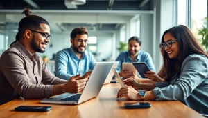 Engaging group discussion on IT certifications without studying in a modern office.