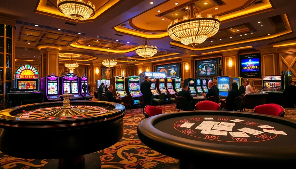 Vivez l'excitation du casino en ligne Français dans un casino moderne avec des jeux vibrants et une action de poker intense.