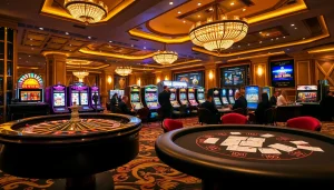 Vivez l'excitation du casino en ligne Français dans un casino moderne avec des jeux vibrants et une action de poker intense.