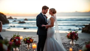 Capture of Carmel wedding photography showcasing a couple's emotional vow exchange on a beach.