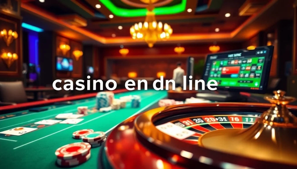 Vivez une action palpitante à une table de casino en ligne Français avec des jetons de poker vibrants et une roue de roulette.