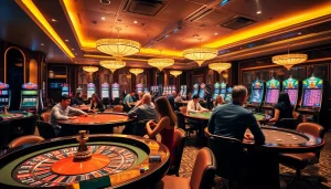 Participez à des jeux palpitants au casino en ligne Français avec des jetons de poker vibrants et des tables de jeu élégantes.