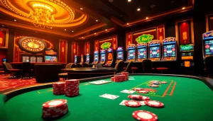 Découvrez le frisson du casino en ligne Français avec des tables de poker vibrantes et des jetons colorés.